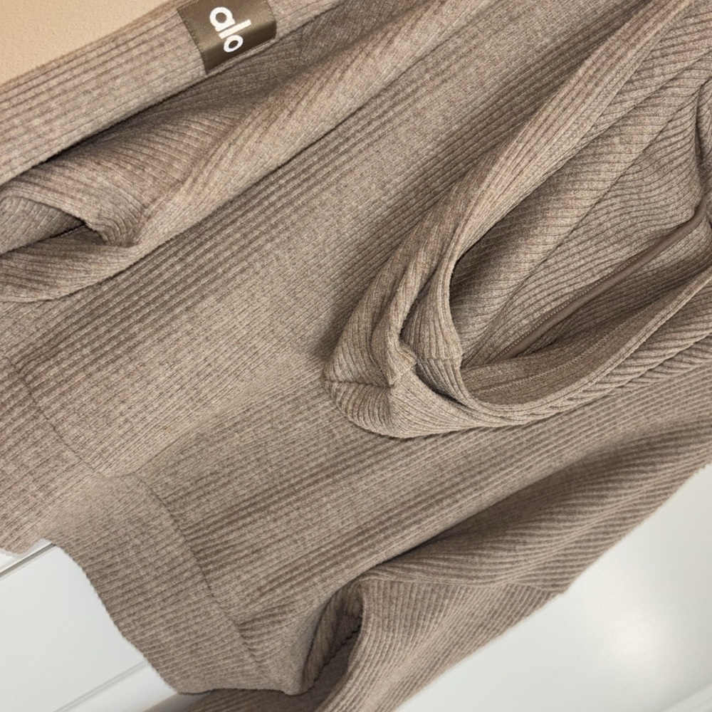 Three Alo Ribbed Hoodie Sweat Pant Set